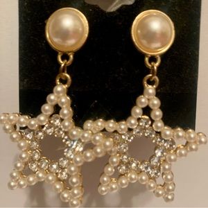 Pearls and Rhinestone Star Earrings